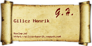 Gilicz Henrik névjegykártya